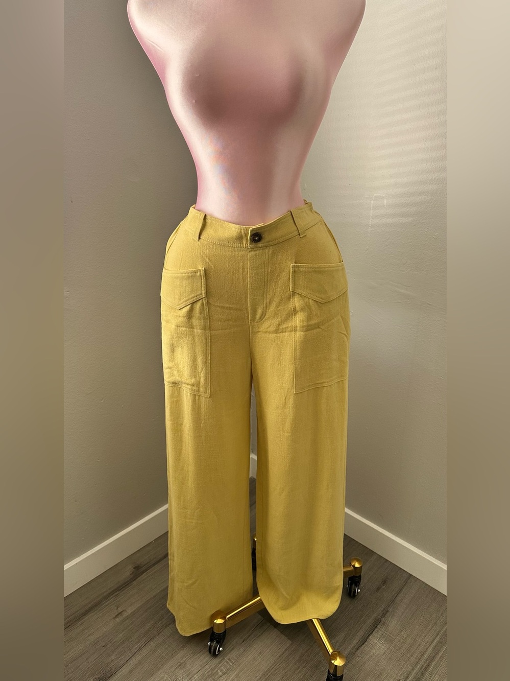 Sienna Sky Wide-Leg Cargo Pants in Mustard Yellow